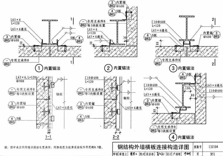 鋼結構alc外墻板橫裝內置錨固連接構造